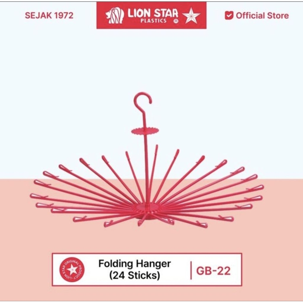 Folding Hanger Jemuran Baju 24 Stik lion star / gantungan baju bulat lion star