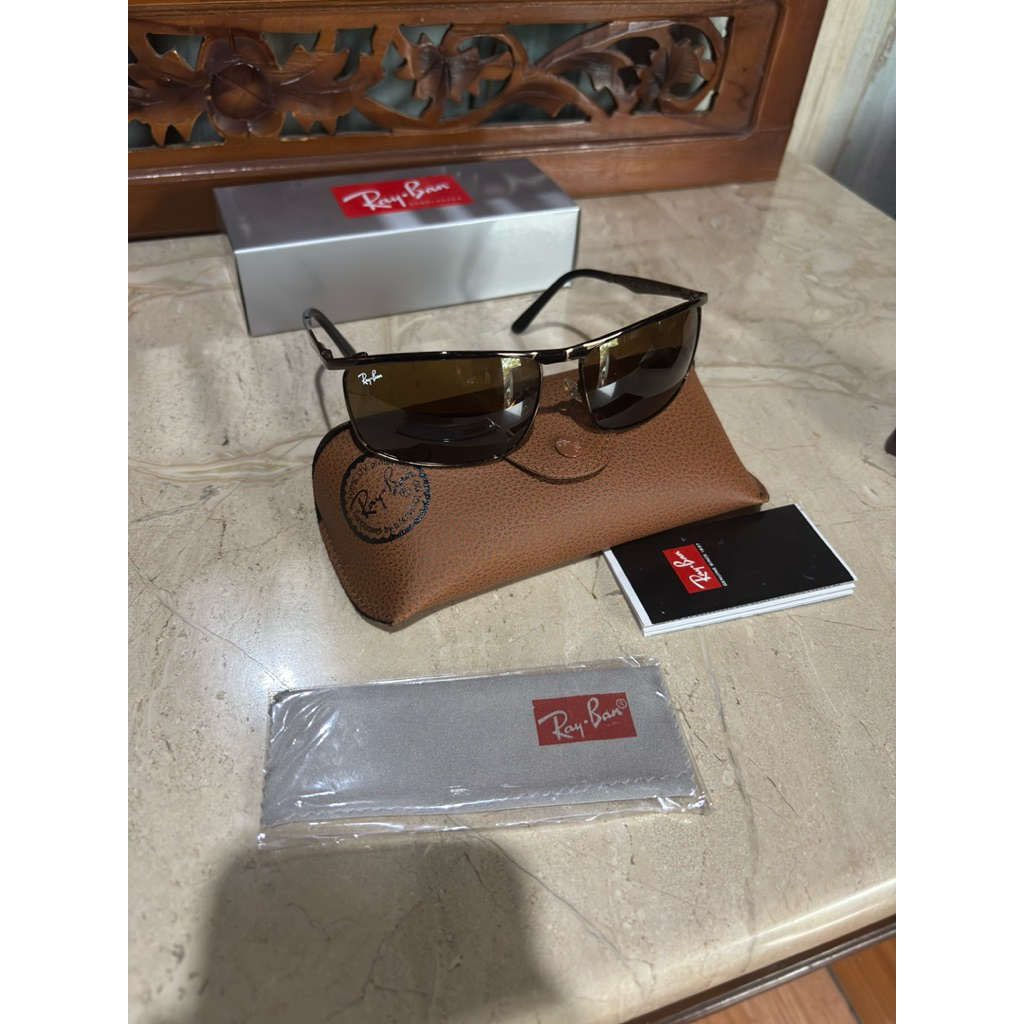 kacamata klasik ray-ban Rb 3462 full brown sz 68