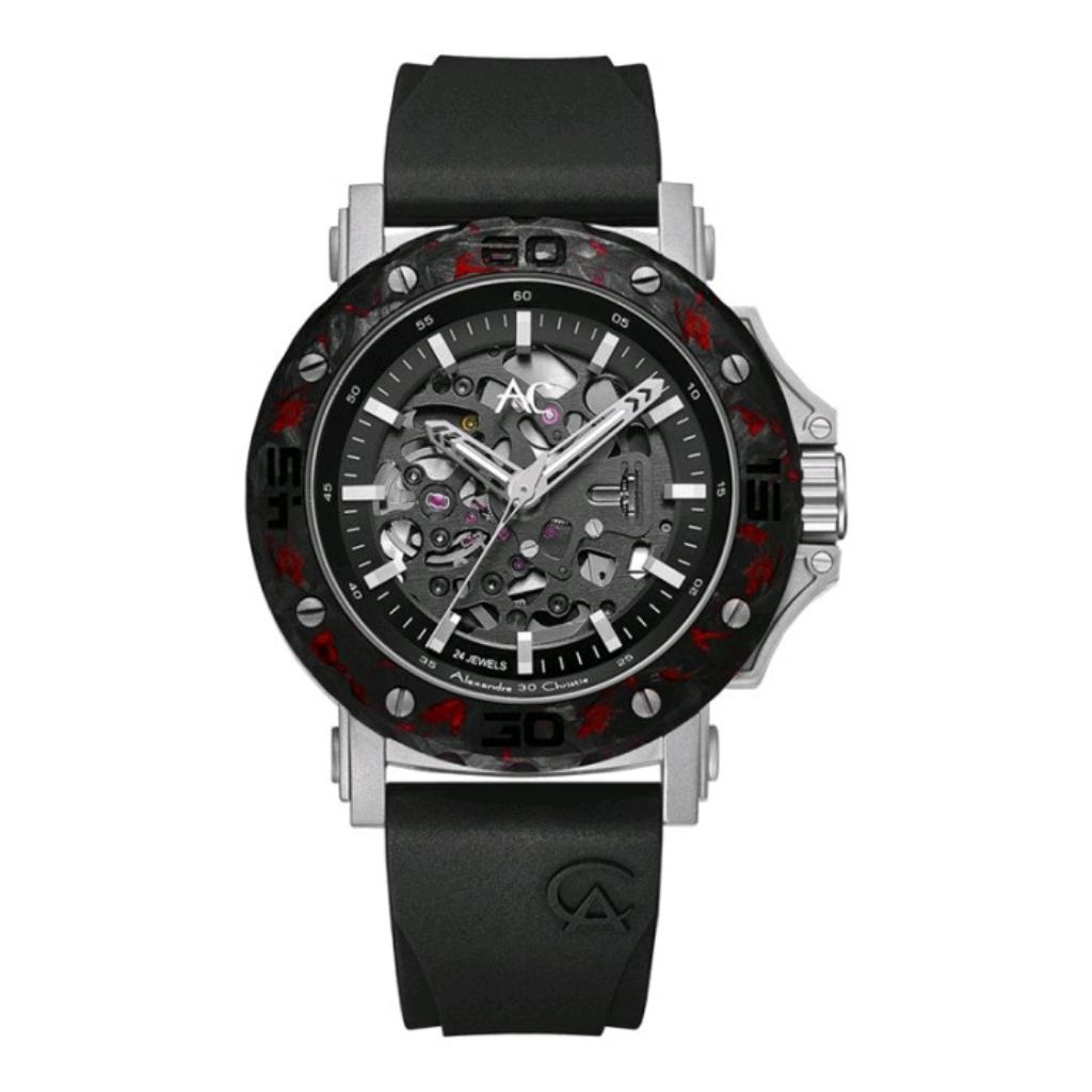 Jam Tangan Pria Alexander Christie AC 9205 Automatic Strap Rubber Original Garansi