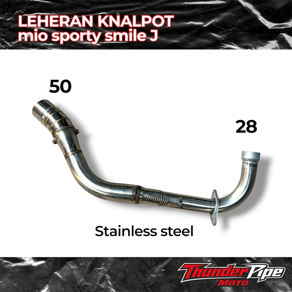 Pipa Leheran Knalpot Mio Sporty Smile Mio J | Leher Knalpot Standar Racing | Stainless Steel | Out 2