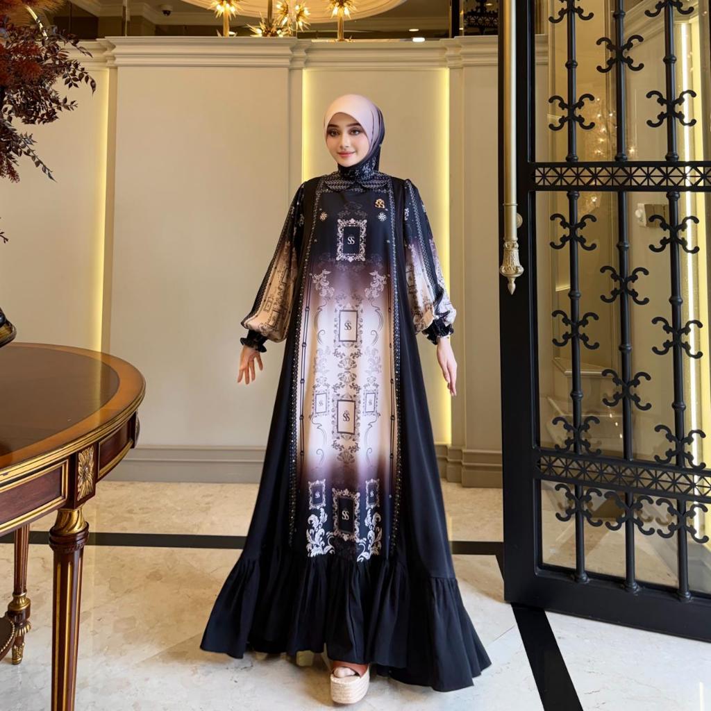Shella Saukia Dress Gradasi Hitam SSW-0512