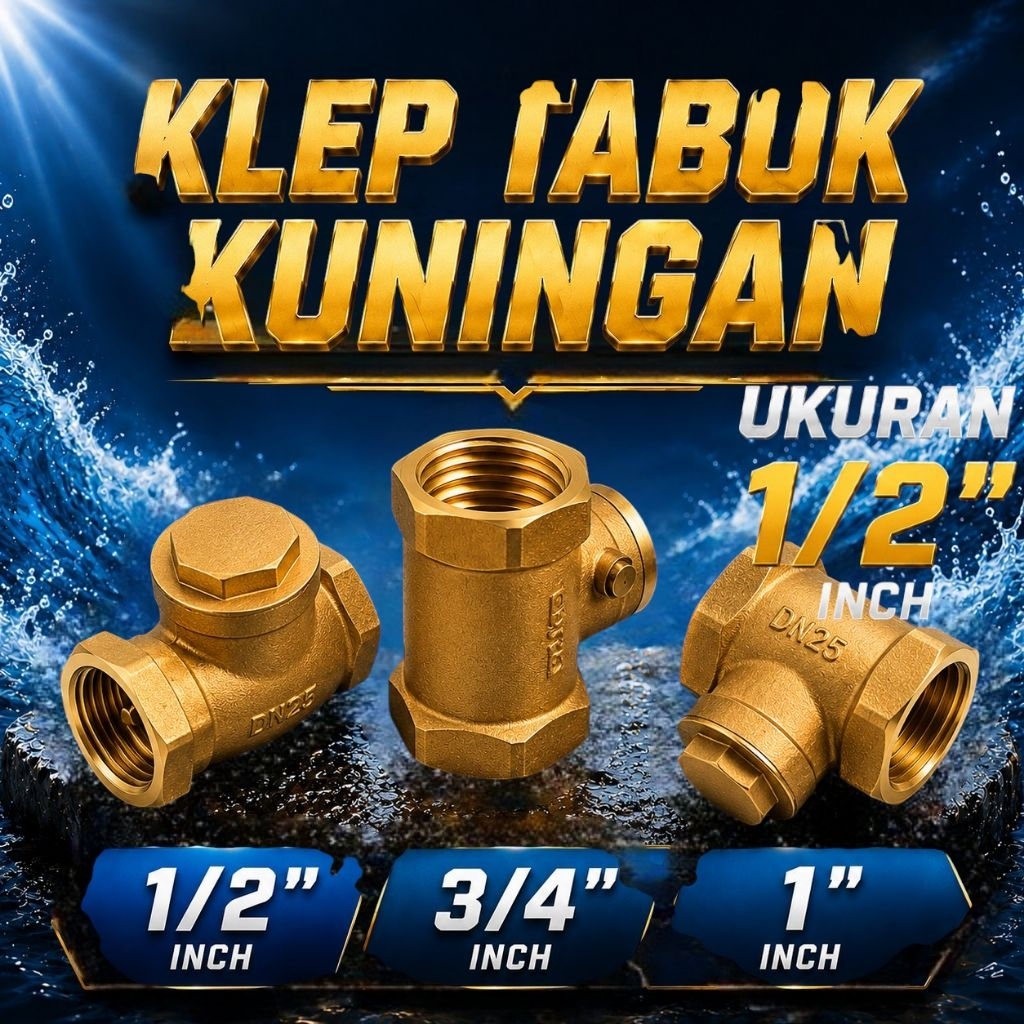 [1/2" inch ]check valve 1/2" inch Material brass | Klep tabok Kuningan 1/2" | SR Sambungan Rumah pda