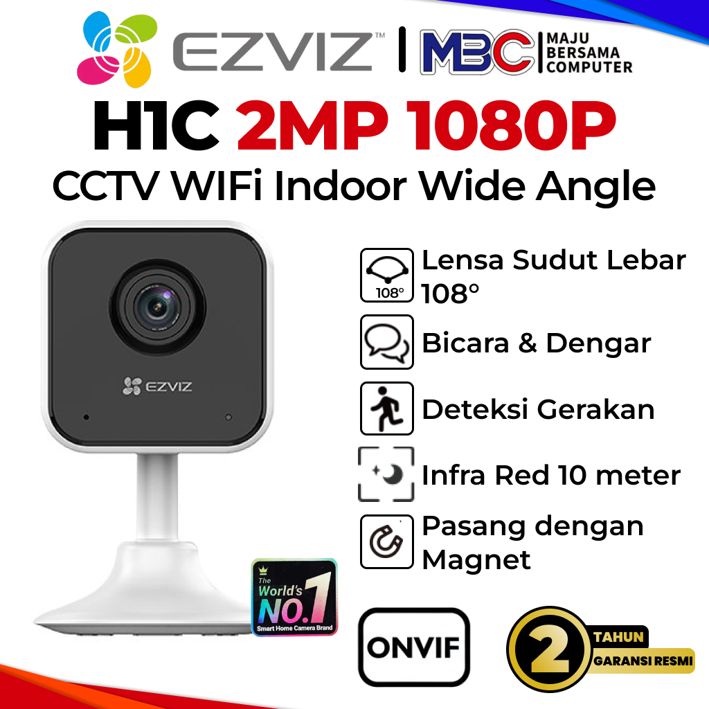 Ezviz H1C Wide Angle Indoor 2MP 1080P - CCTV Wifi Wireless Camera Smart IP Cam Hikvision Hik Vision 