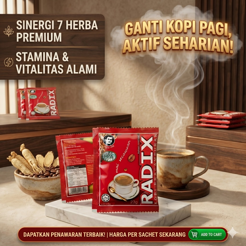 Kopi Radix Original Sachet | Kopi Herbal Malaysia Premium | Kopi Radix Asli