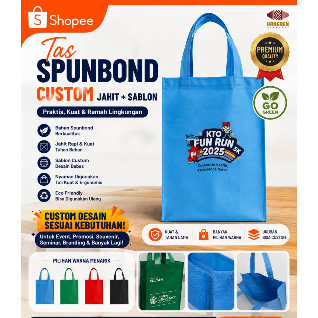 Tas spunbond Custom Jahit+sablon
