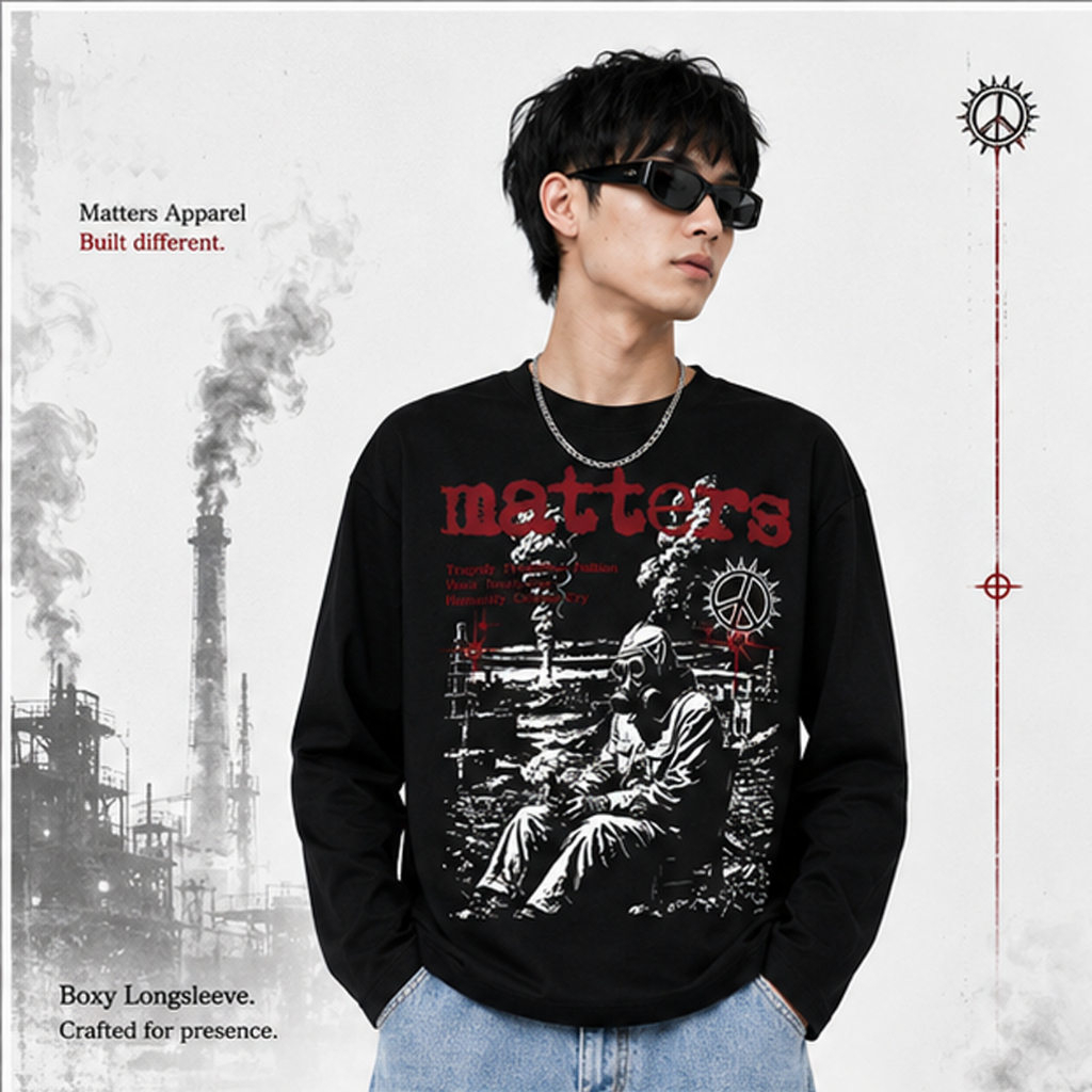 Longsleeve Boxy Pria Wanita "Tragedy " By: Matters Apparel