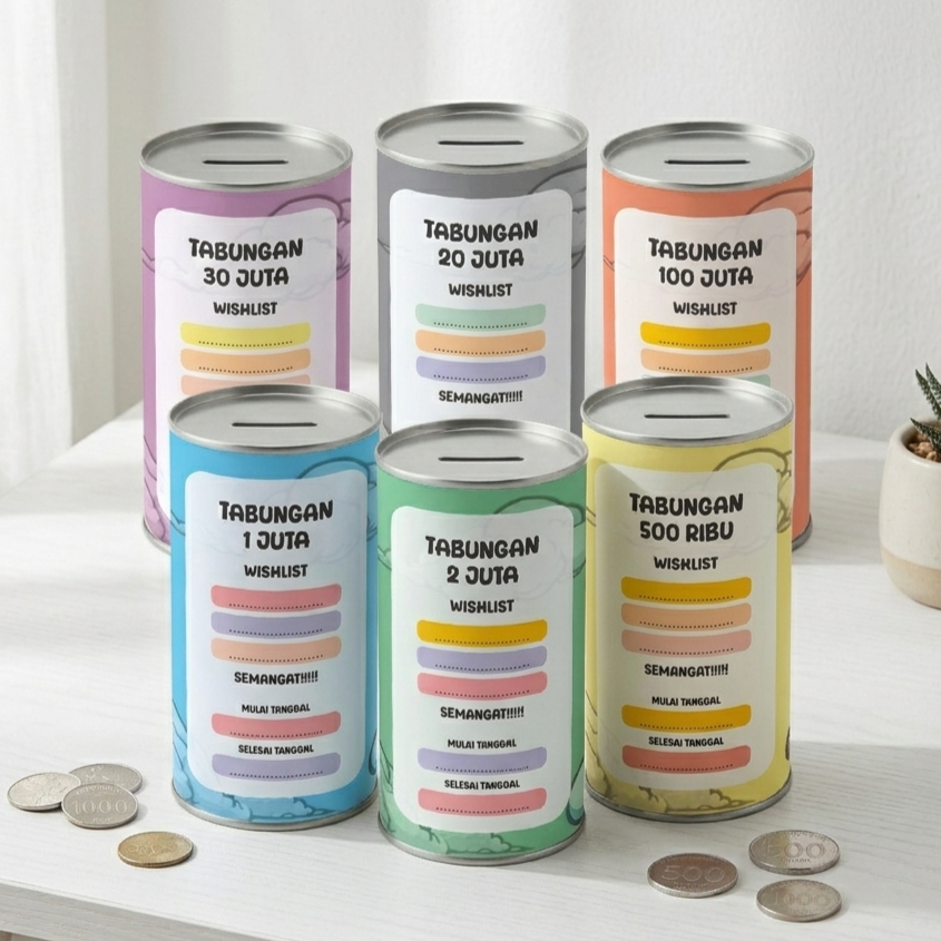 Tabungan Warna-Warni Dengan Target 1 Juta Sampai 100 Juta, Wishlist Dan Semangat (UKURAN JUMBO)