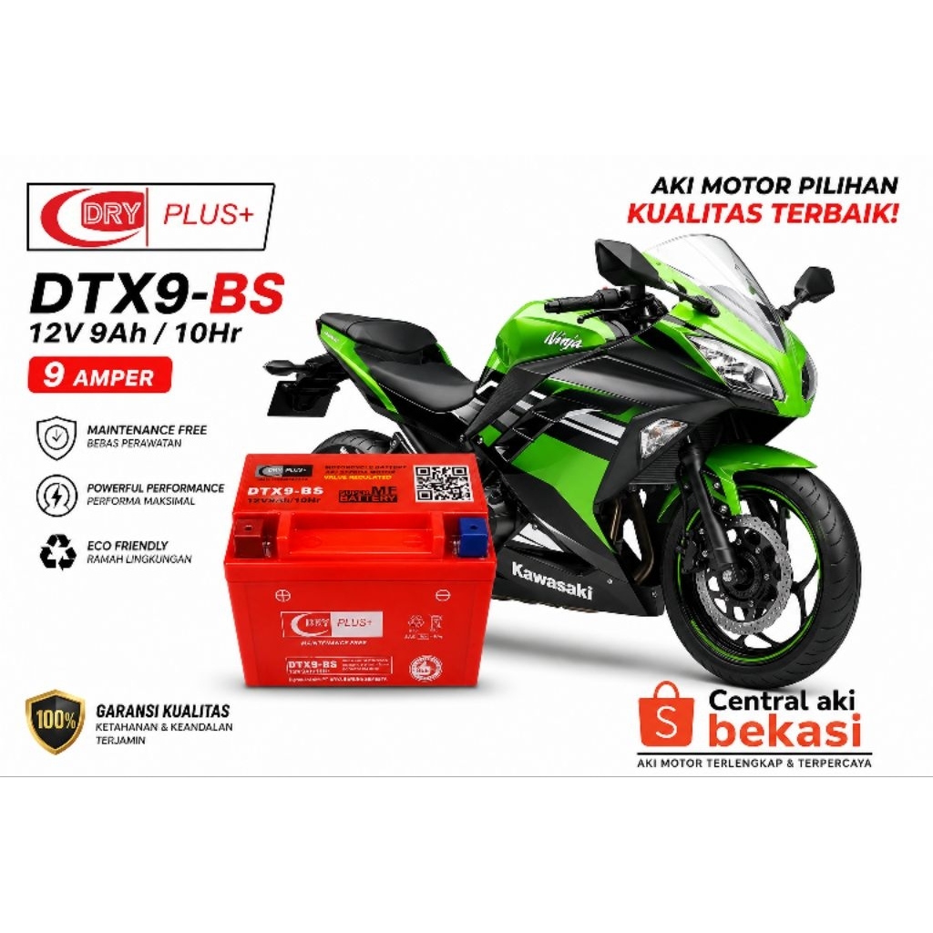 AKI NINJA 250R, NINJA 250 fi NINJA karbu 250 DRYPLUS DTX9-BS 9 Amper