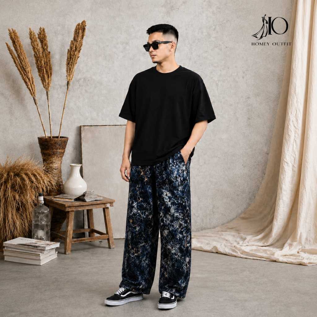 Celana Panjang Kulot Pria Celana Panjang Dewasa Rayon Premium Tie Dye Bali Jumbo All Size Kekinian S
