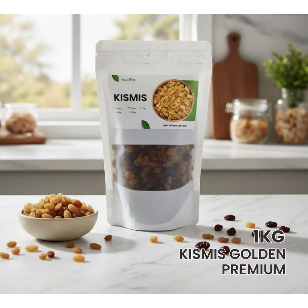 Kismis Golden 1kg – Raisin Golden Premium untuk Camilan & Topping Kue | Kismis Emas Besar Manis