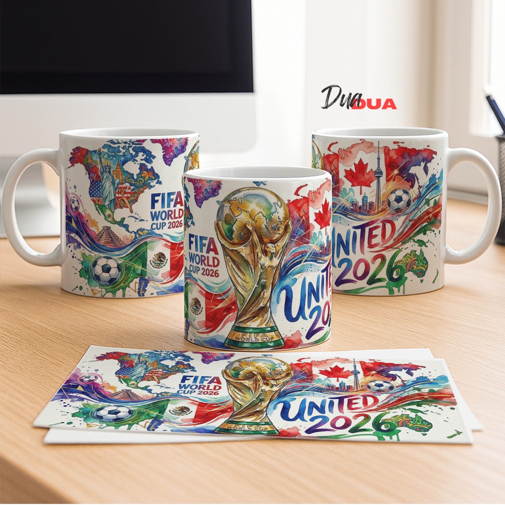 Mug Piala Dunia Souvenir Mug Cangkir Custom Fifa World Cup 2026 North America USA Thropy Desain Prem