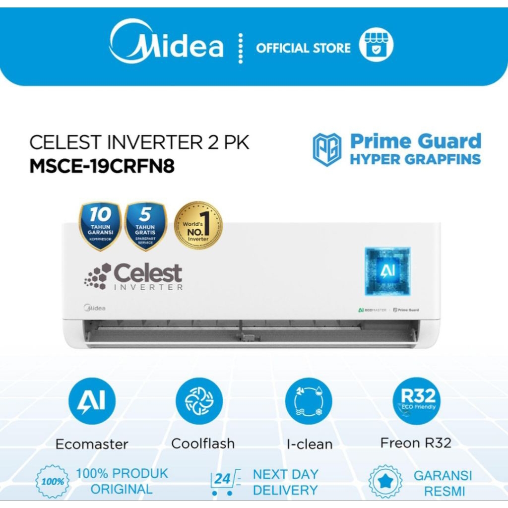 AC MIDEA INVERTER 2PK MSCE-19CRFNB AC MIDEA INVERTER 2 PK MSCE 19CRFNB AC MIDEA 2 PK INVERTER AC MID