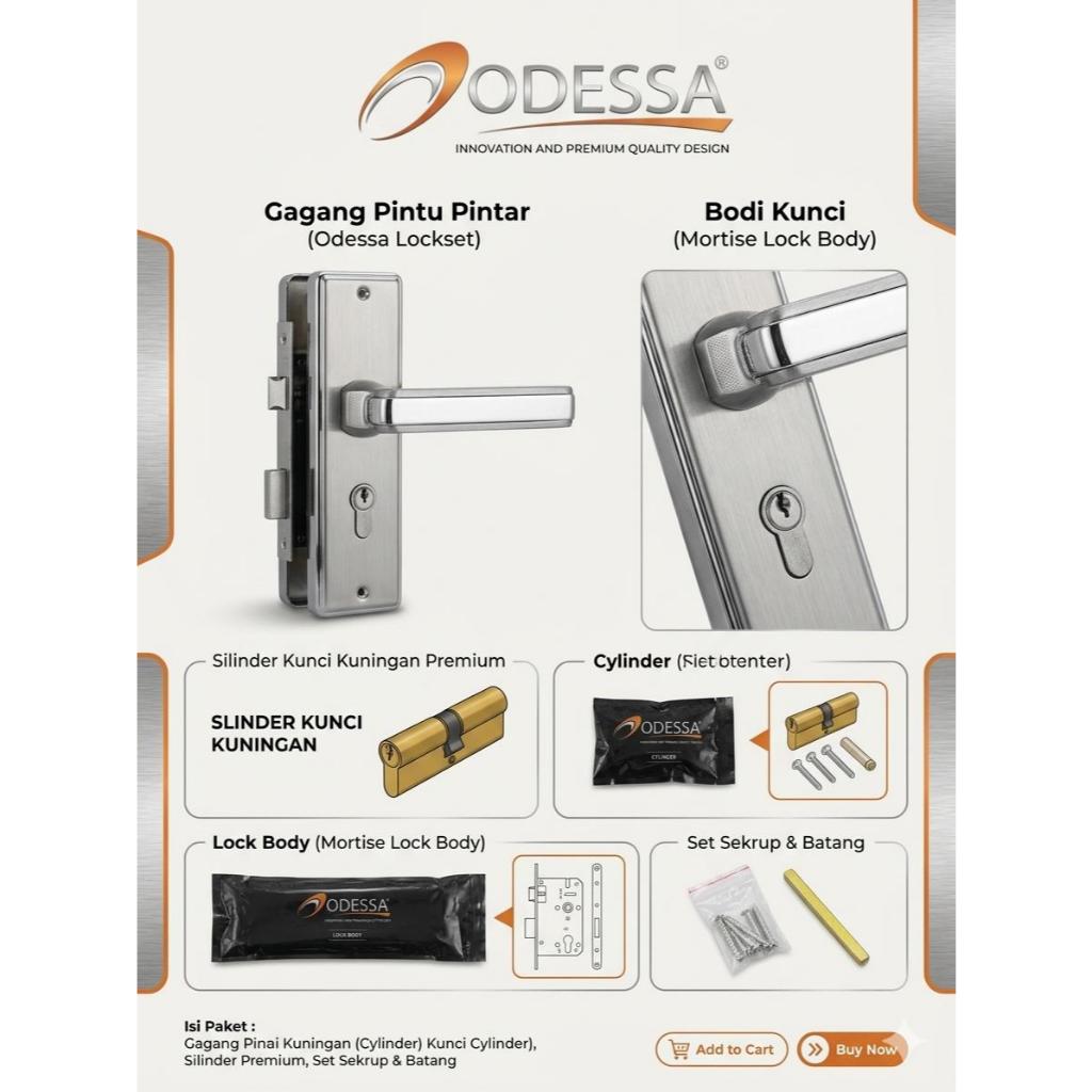 Kunci Besar ODESSA Premium Handle Set Kunci Pintu Besar 25cm Odessa Bahan Tebal