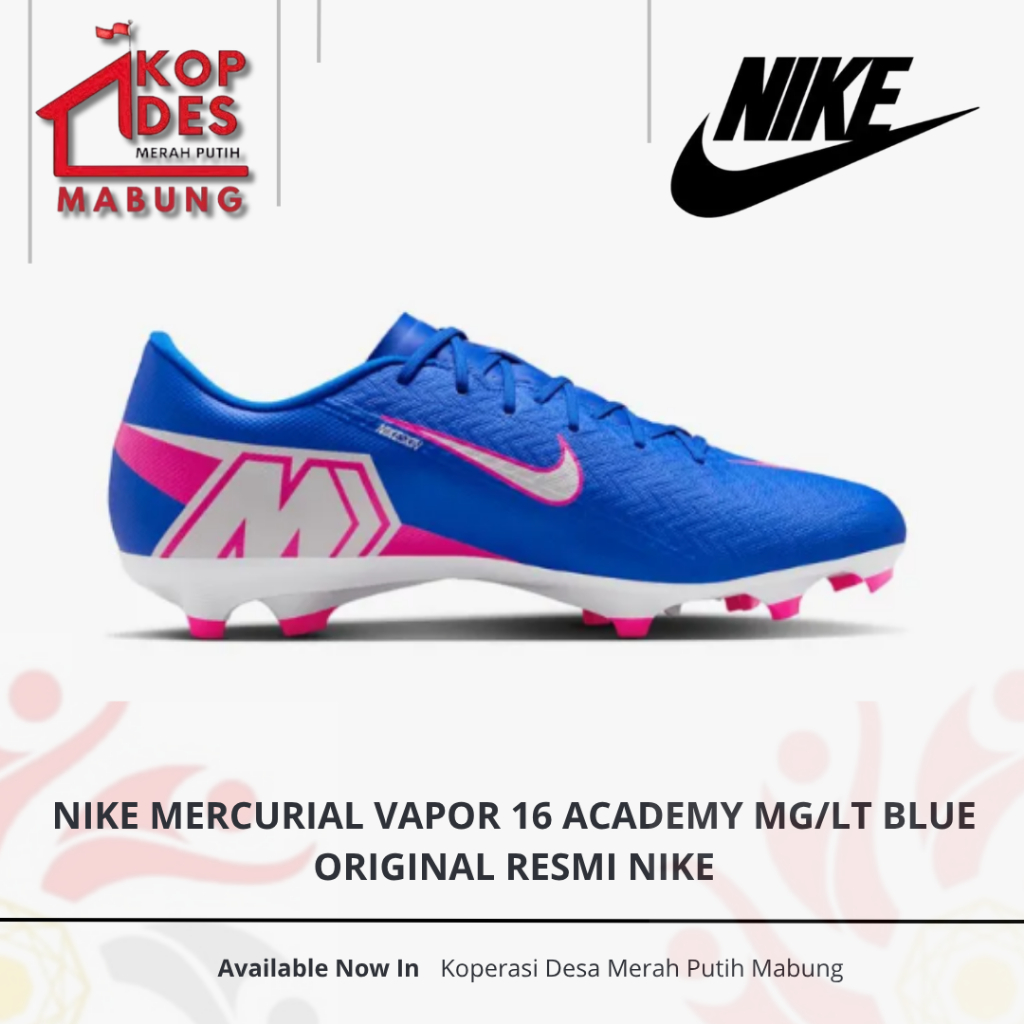 Sepatu Sepakbola pria Nike Mercurial Vapor 6 Academy MG/LT Blue Original