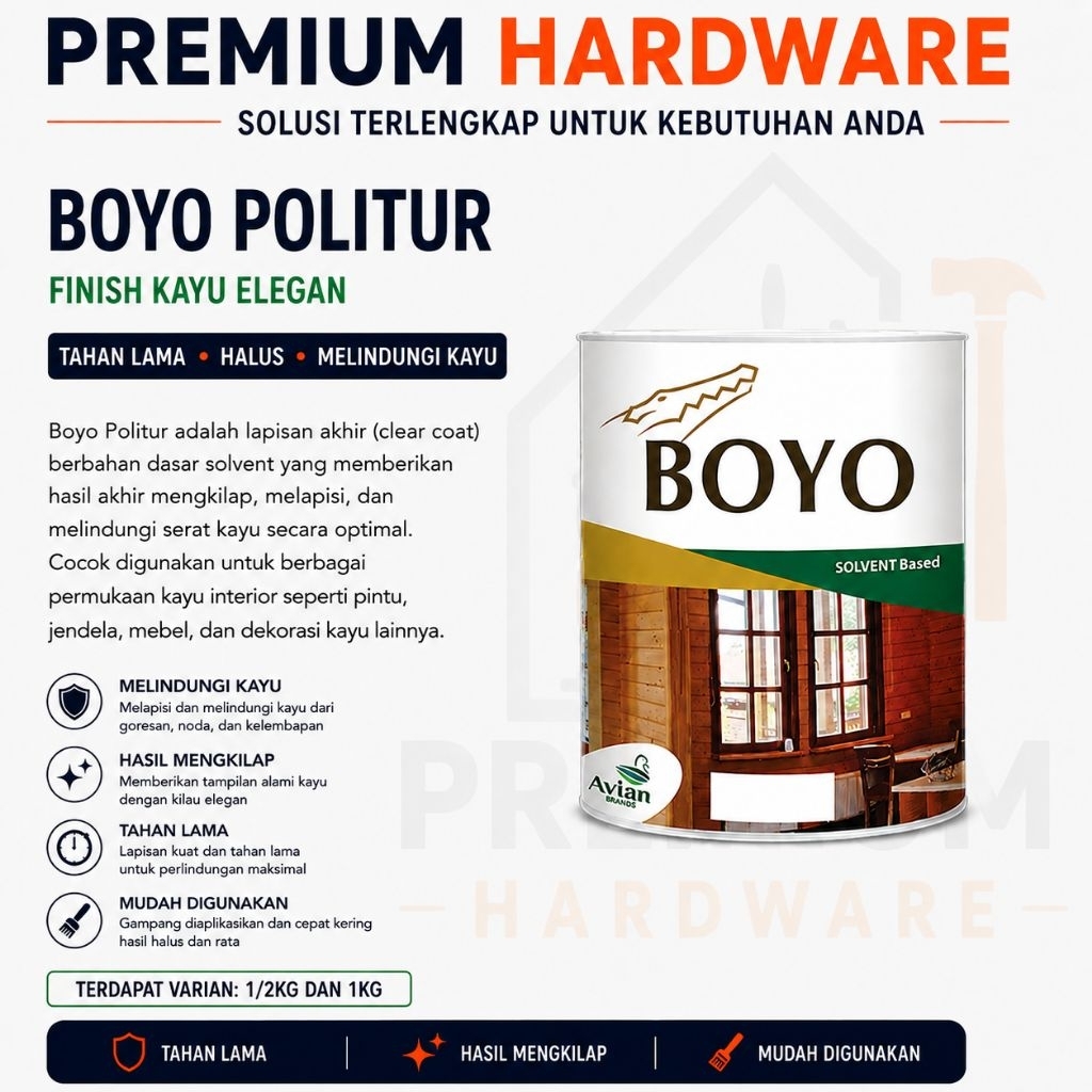 Avian Cat Boyo Politur Kayu Solvent Based 1kg / Cat Boyo Politur Kayu / Plitur Kayu / Pengkilap Kayu