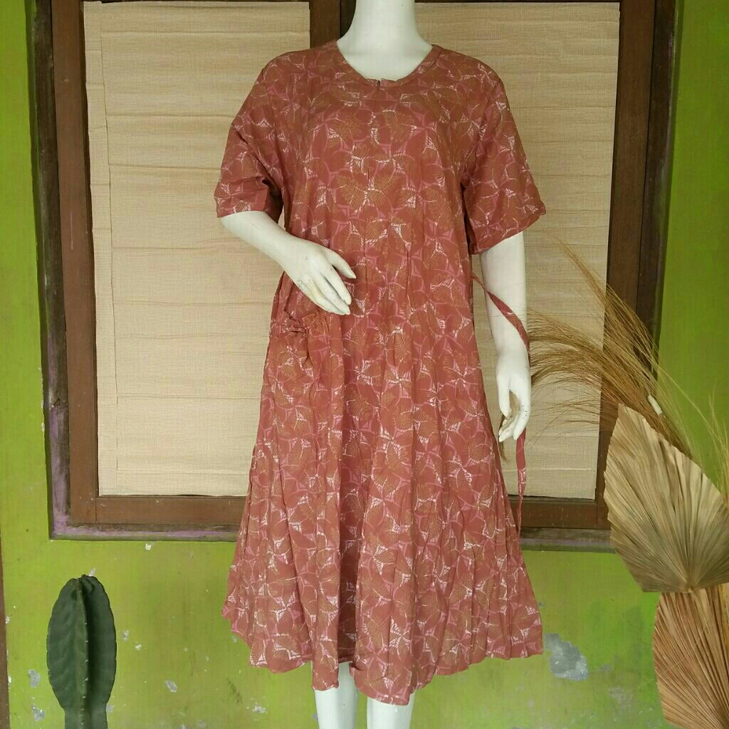 Qonita (Ld120,Pb108) Daster Rosita Saku Resleting Uv Hls Skl Tali Belakang
