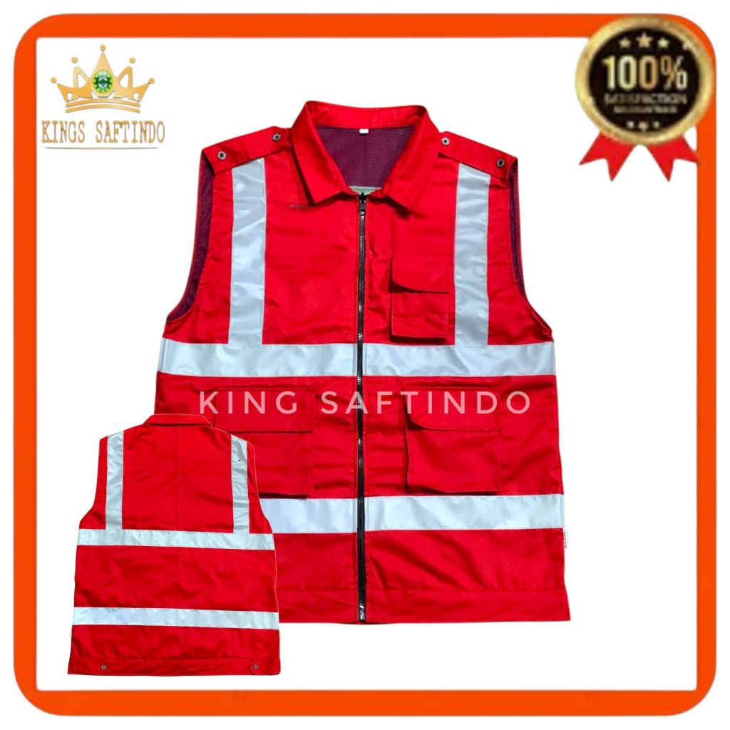 Safety vest HSE model kerah / rompi safety bahan drill terbaru / rompi proyek