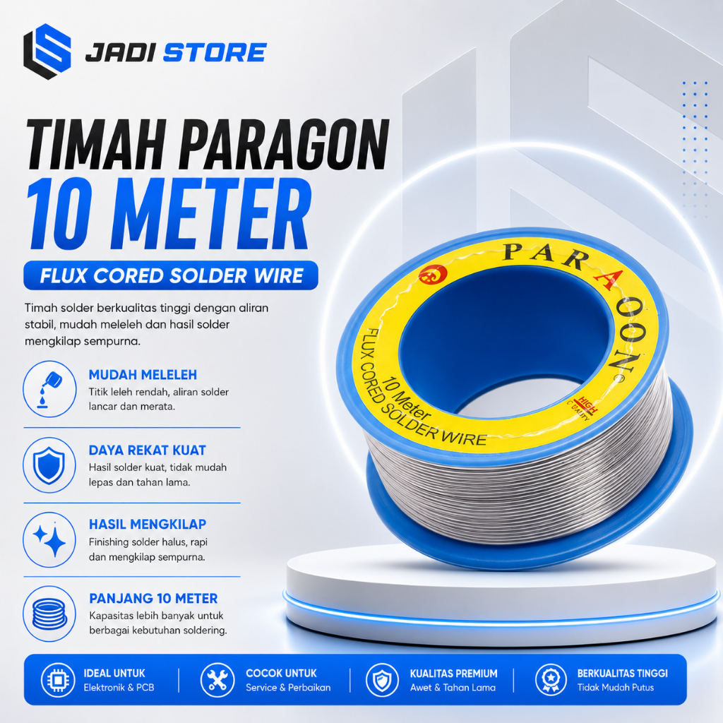 PARAGON Timah Solder 10 Meter Roll Kecil Kawat Patri Solder Wire 0.8mm High Quality Mudah Meleleh Me
