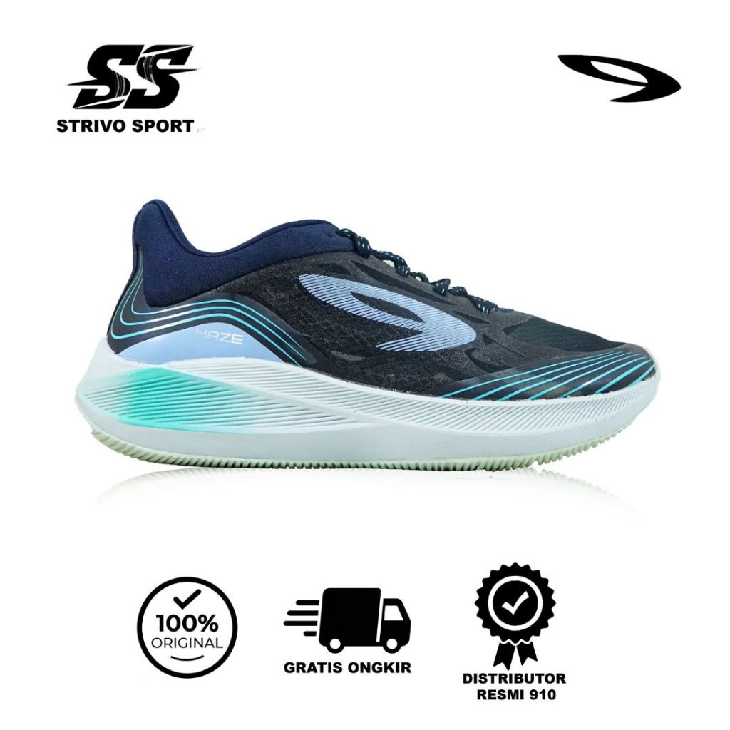 910 Nineten Haze Vision 1.0 Sepatu Lari - Biru-tua/Abu/Hijau