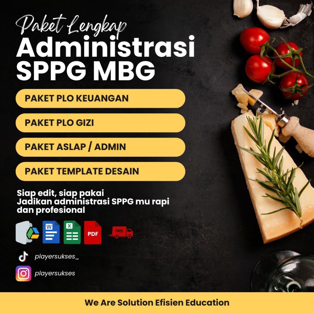 PAKET LENGKAP TEMPLATE SPPG | PLO KEUANGAN, PLO GIZI, ASLAP, MEDSOS