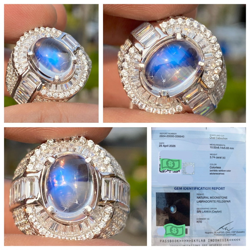 Natural 3.74ct moonstone biduri bulan srilanka ceylon hq