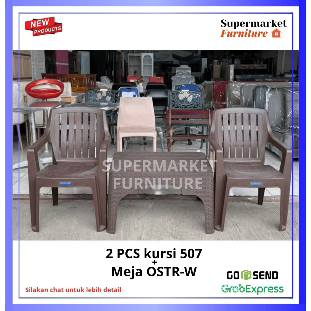 KURSI TERAS NAPOLLY SET 2KURSI + 1MEJA | SOFA SET | KURSI SANTAI PLASTIK | KURSI MODERN