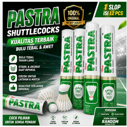 Cock kok badminton bulutangkis PASTRA HIJAU PUTIH / PASTRA HIJAU  MURAH shuttlecock original pastra 