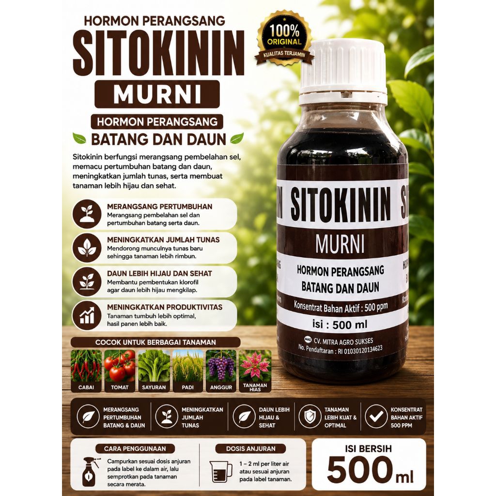 SITOKININ MURNI 500ML (ZPT PERANGSANG BATANG DAN DAUN)