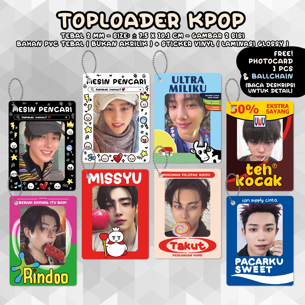 TopLoader Deco KPOP Photocard Holder PC CAHOL Handmade 2 Sisi Toplo Coer Poca
