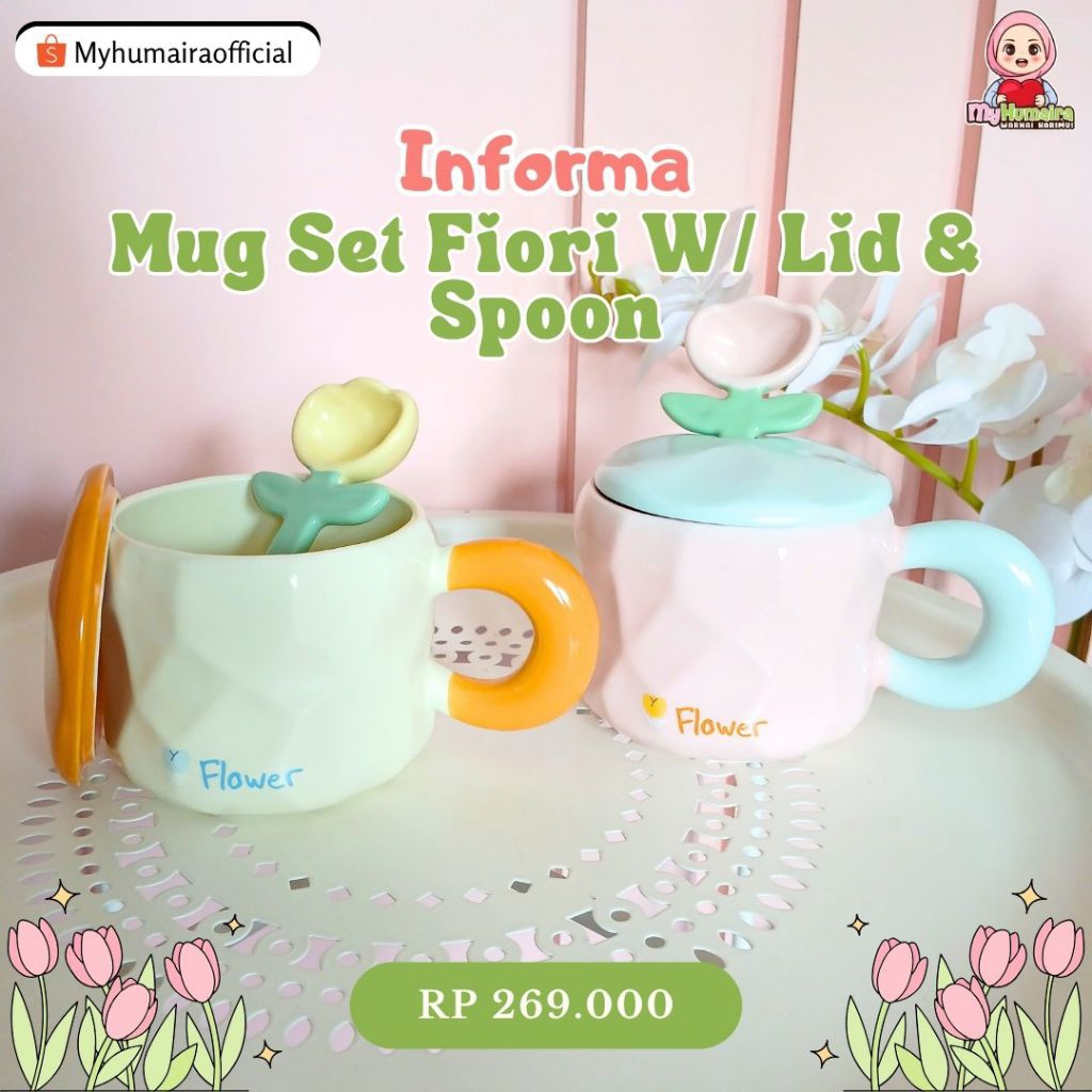 [TENGGARONG] MUG SET FIORI & SPOON