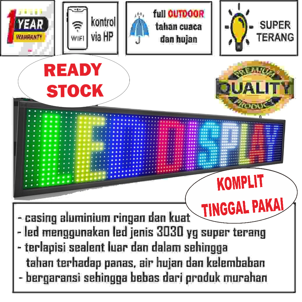 running text full color rgb 2 sisi bergaransi outdoor tahan cuaca