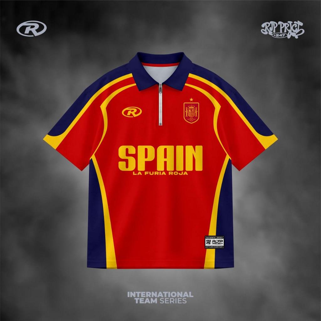 VELONIX Jersey Retro Piala Dunia Spanyol Kaos Jersey Retro Lengan Pendek Full Printing