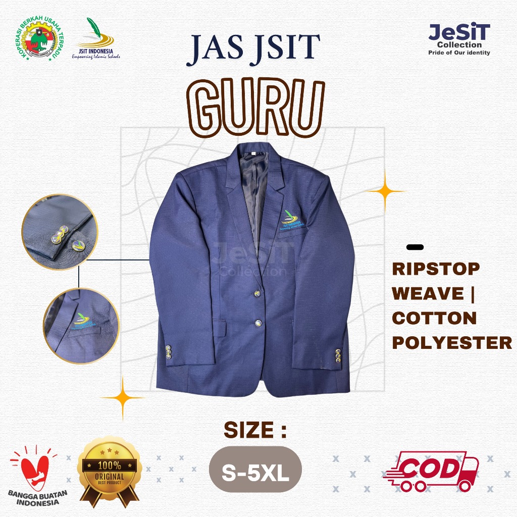 JAS GURU JSIT - BAHAN RIPSTOP WEAVE | COTTON POLYESTER - KANCING JSIT - | UNISEX - FORMAL | ORI