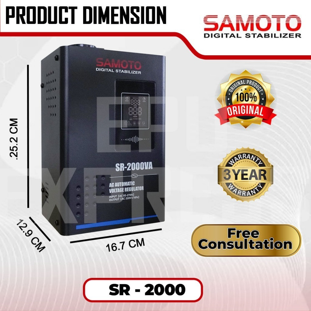 Stavol Samoto SR-2000VA SR-2000VA Input 95V Stabilizer Tegangan Rendah Samoto