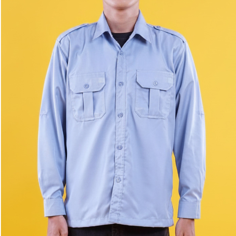 BAJU SERAGAM PDH ATASAN POLOS  BADAN GIZI NASIONAL WARNA BIRU BAHAN PREMIUM