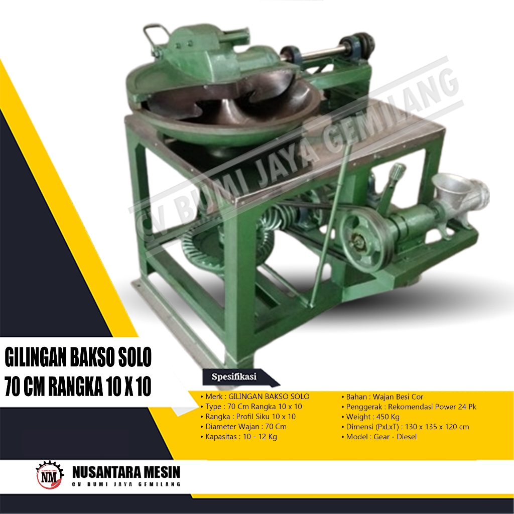 GILINGAN BAKSO SOLO 70 CM (10 X 10 - GEAR - DIESEL)