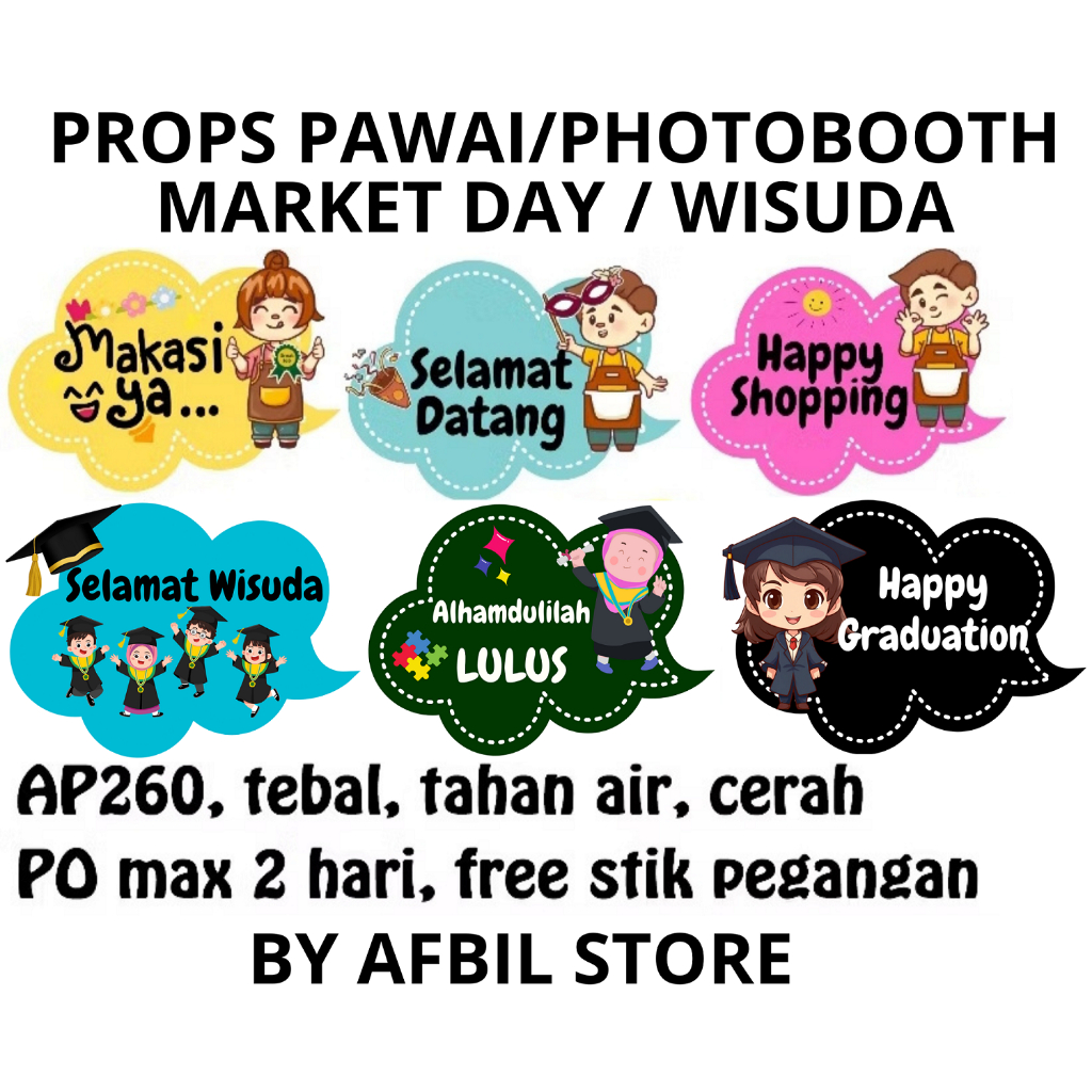 Props Photobooth Market Day Bazar TK SD / Dekorasi Photobooth Wisuda Happy Graduation Kelulusan