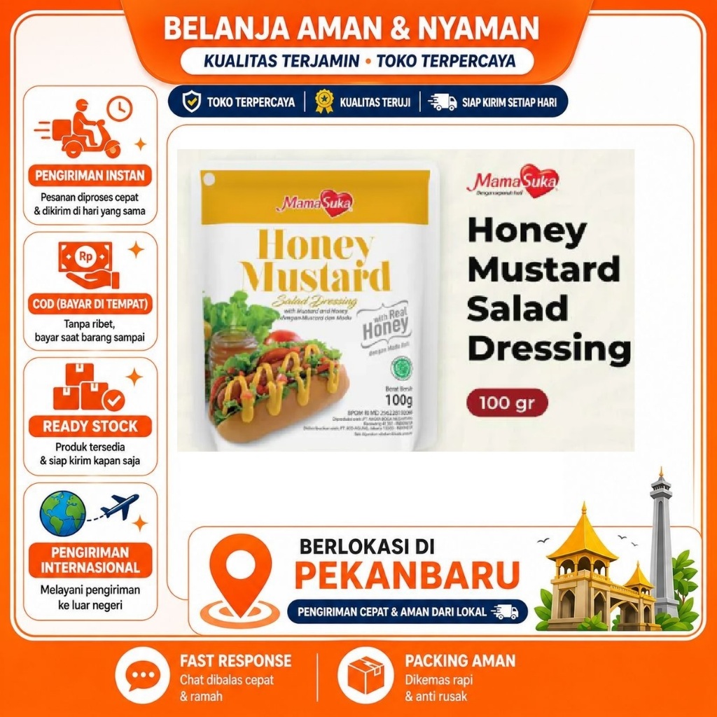 [SDW] pekanbaru/Saus Salad Mamasuka Honey Mustard 100 Gram - untuk Burger, Steak, dan Ayam Goreng