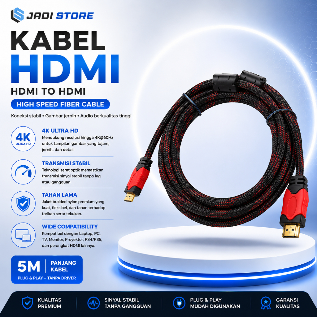 Kabel HDMI Serat Kabel HDMI Kabel HDMI to HDMI Kabel HDMI Laptop ke TV HDMI Cable 5 Meter 5M 5 M Kab