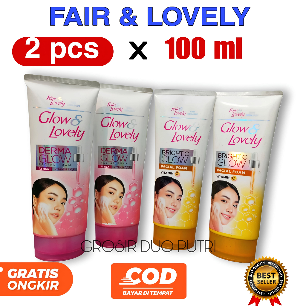 PAKET TWINPACk (2pcs) FAIR AND LOVELY/GLOW LOVELY 100 GRAM COD-BPOM