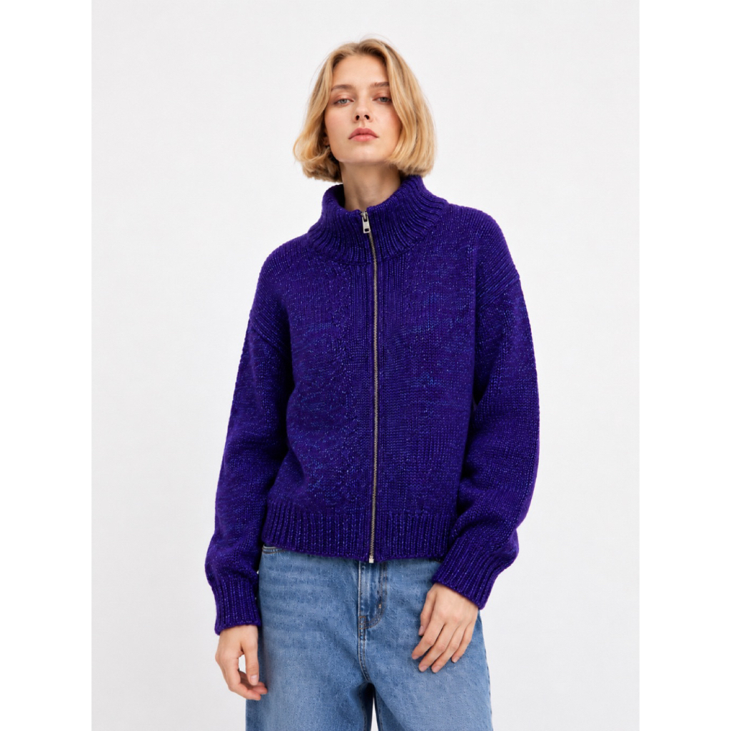 (Massimo Dutti) Jacket Boxy Zipper Wooly