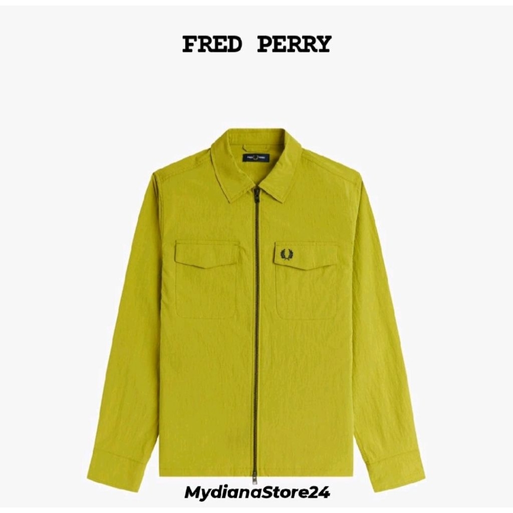 FRED PERRY - FRED PERRY ZIP THROUGH OVERSHIRT - TENNIS BL YELLOW