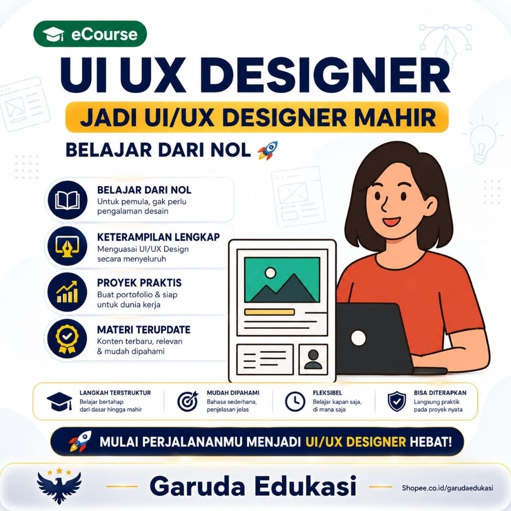 (76) Ecourse UI/UX Designer Web & App – Belajar Desain UI/UX Dari Nol Sampai Mahir | Materi Video Le