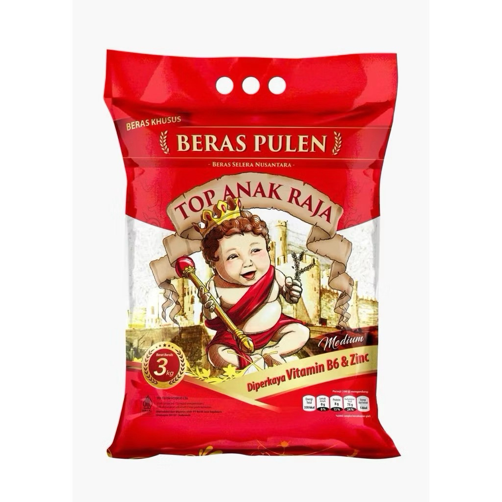 TOP ANAK RAJA 3 KG -BERAS ANAK RAJA KHUSUS-BERAS PULEN