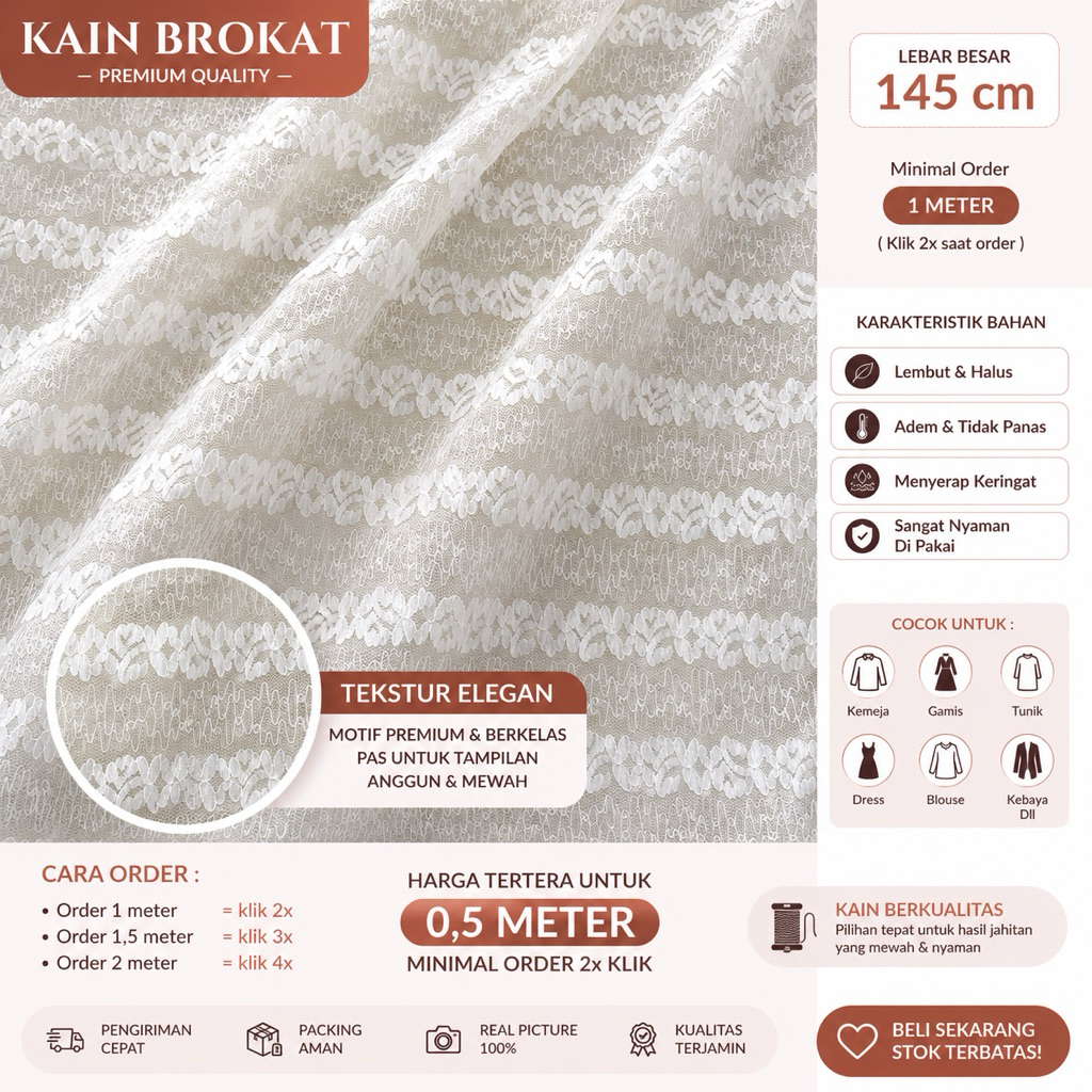 Bahan Brokat Premium ~ Kain Brokat Import ~ Bahan Kain Brokat Meteran