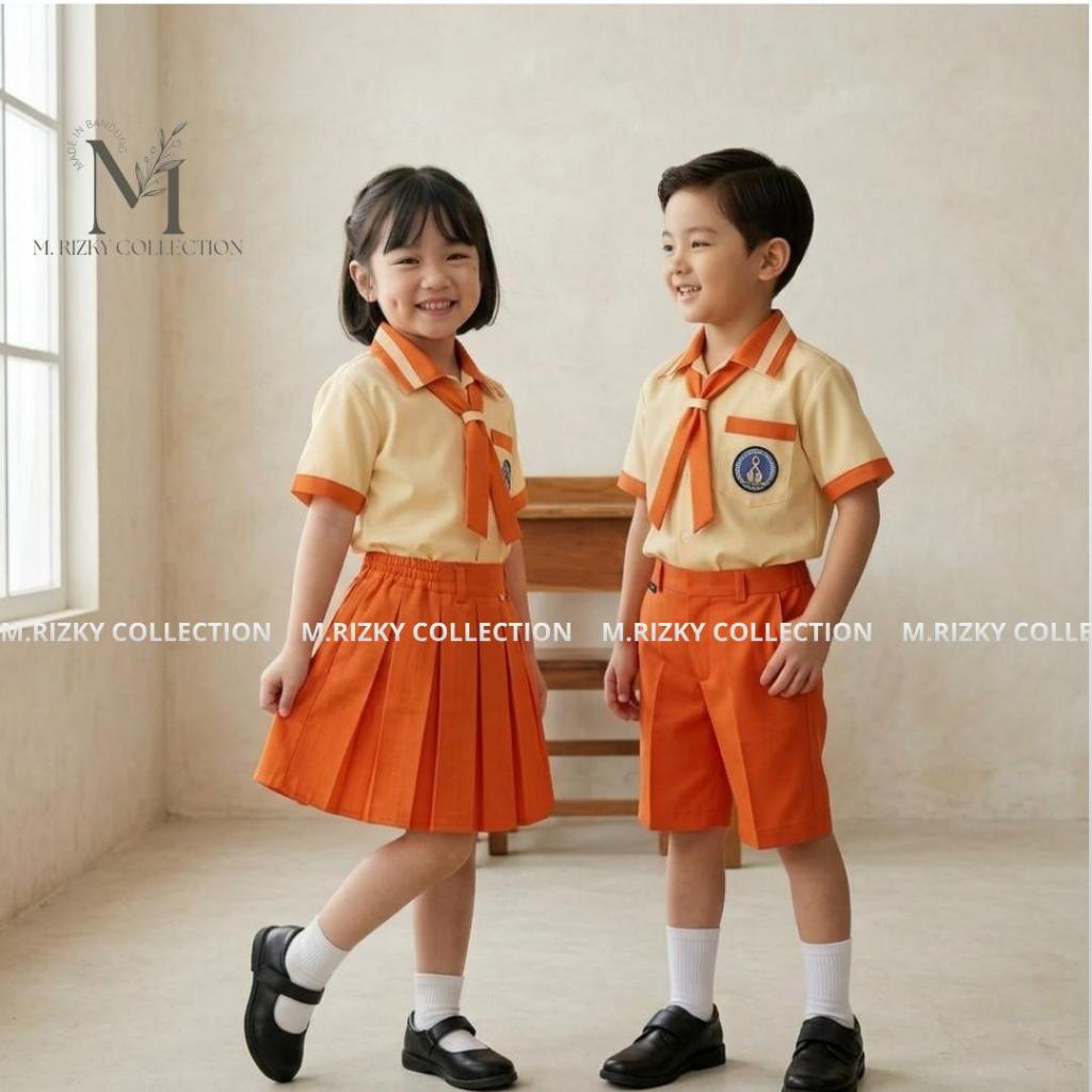 SERAGAM TK / PAUD OREN POLOS LAKI -LAKI DAN PEREMPUAN PANJANG/PENDEK SERAGAM TK/PAUD NASIONAL ORANGE
