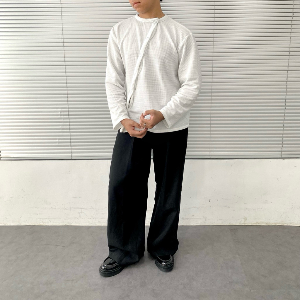 Henley Buttons Longsleeve Shirt - Luccifunk (kaos waffle henley)