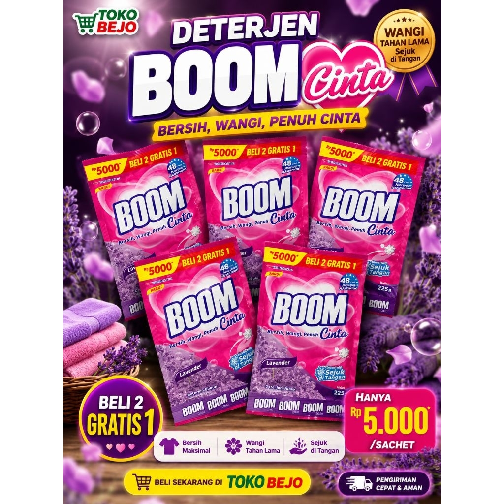 Deterjen Boom Cinta 225gr / Deterjen boom 1pcs / Deterjen bubuk boom cinta