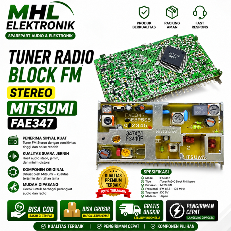 Tuner Block FM Stereo Mitsumi FAE347 TUNER RADIO FM FAE347 FAE 347ORIGINAL MITSUMI JAPAN BARU OLD ST