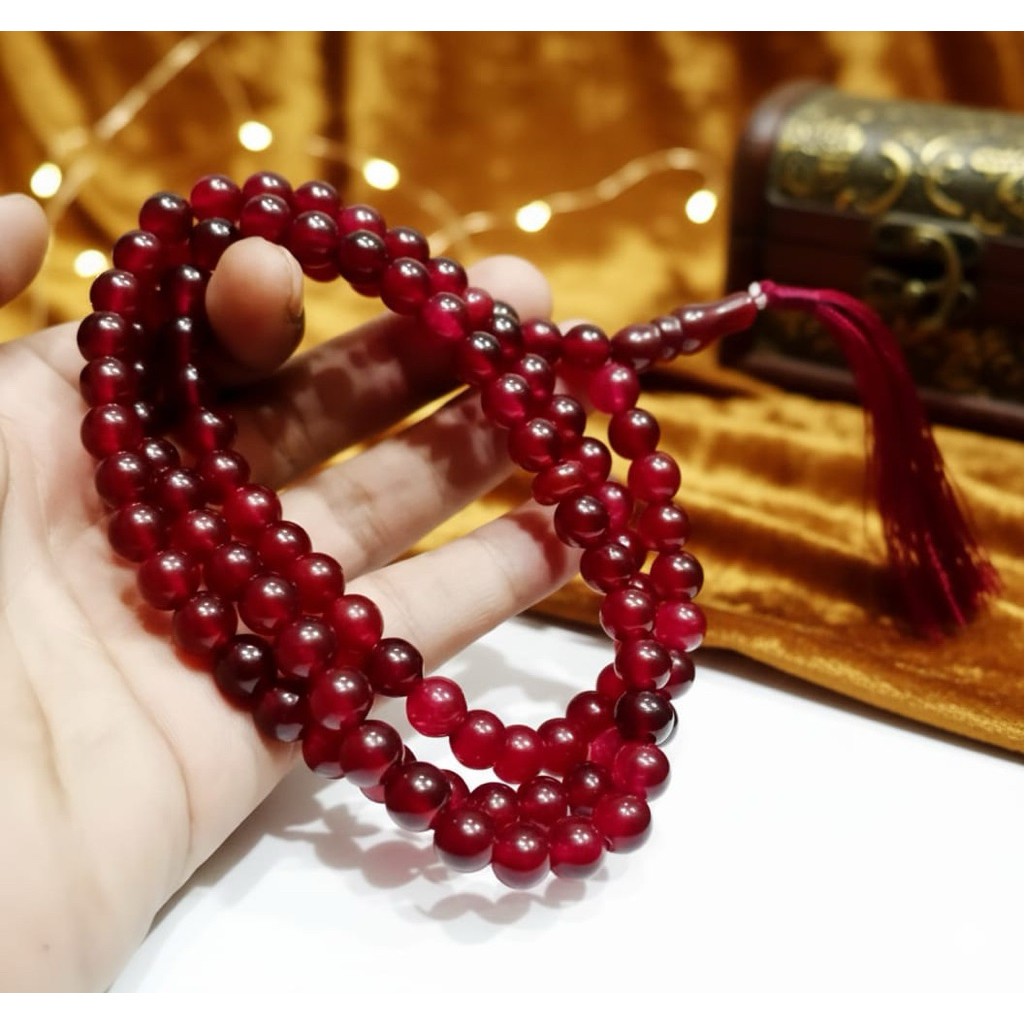 Tasbih Batu Ruby Burma 8mm 99 butir original stone